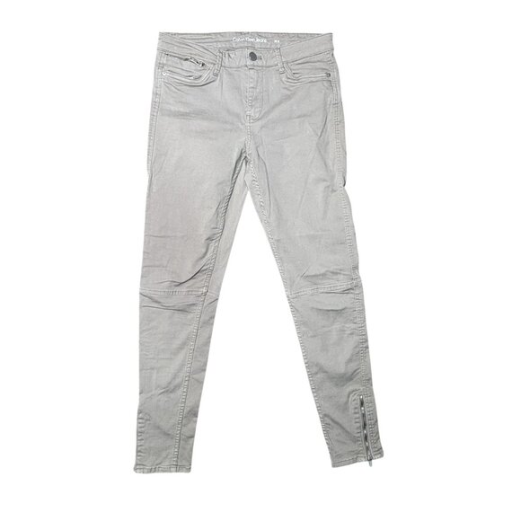 Calvin Klein Khaki Skinny Jeans Size 4 Zipper Ankles - Picture 1 of 8